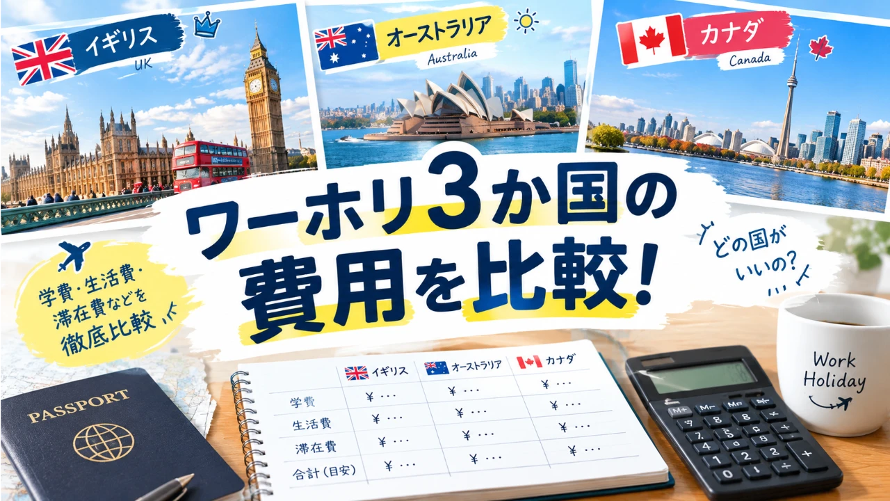 ワーホリ費用を比較｜イギリス・オーストラリア・カナダ【2026年版】